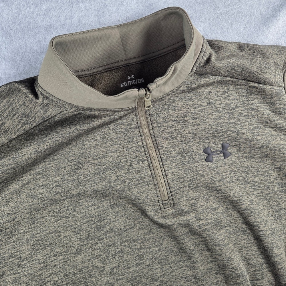 Under Armour Quarter Zip Pullover Mens XXL Olive Green Heathered Fleece Loose